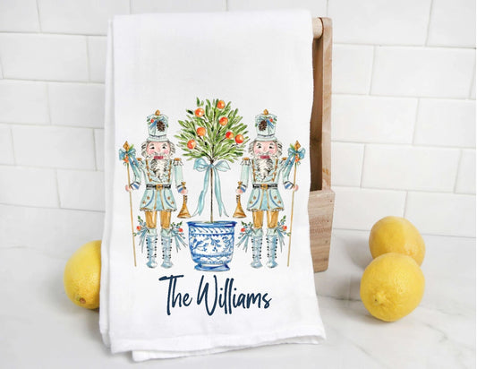 Nutcracker Chinoiserie Christmas Tea Towel