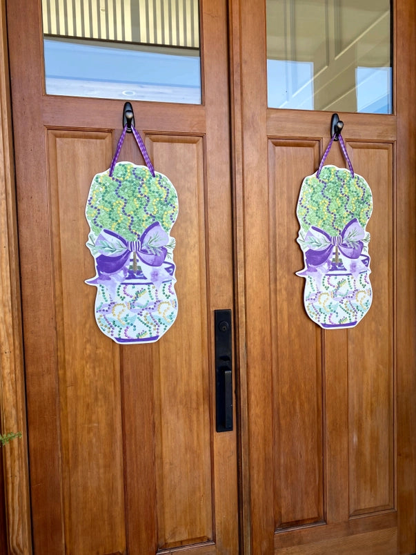 Mardi Gras Topiary Door Hanger