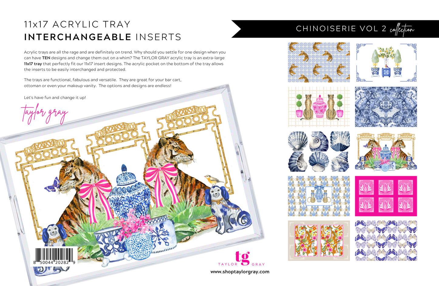 Acrylic Tray Chinoiserie VOL 2 insert set of 10